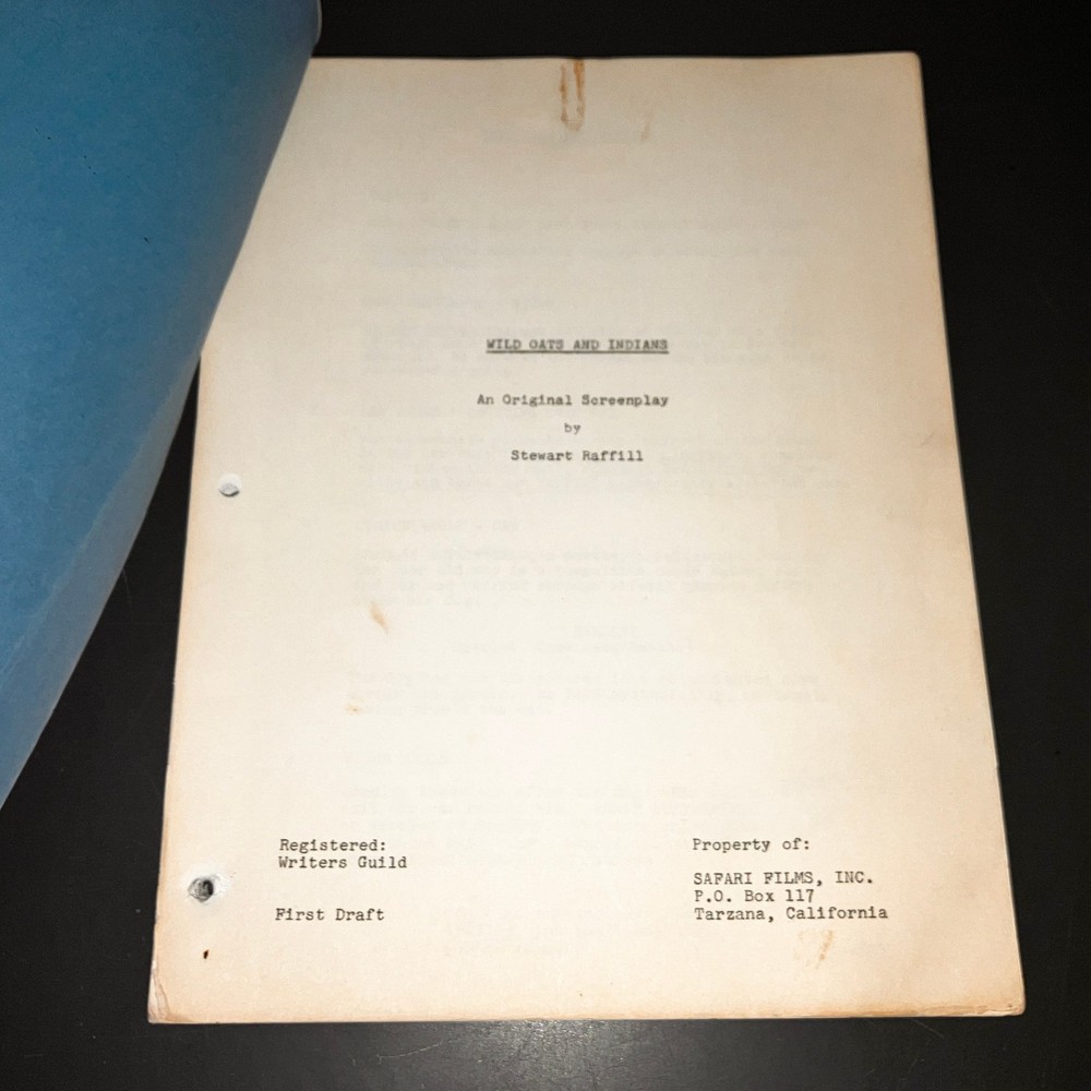 WILD OATS & INDIANS (Circa '70s) Stuart Raffill Unmade ANIMAL BREAKDOWN Script++