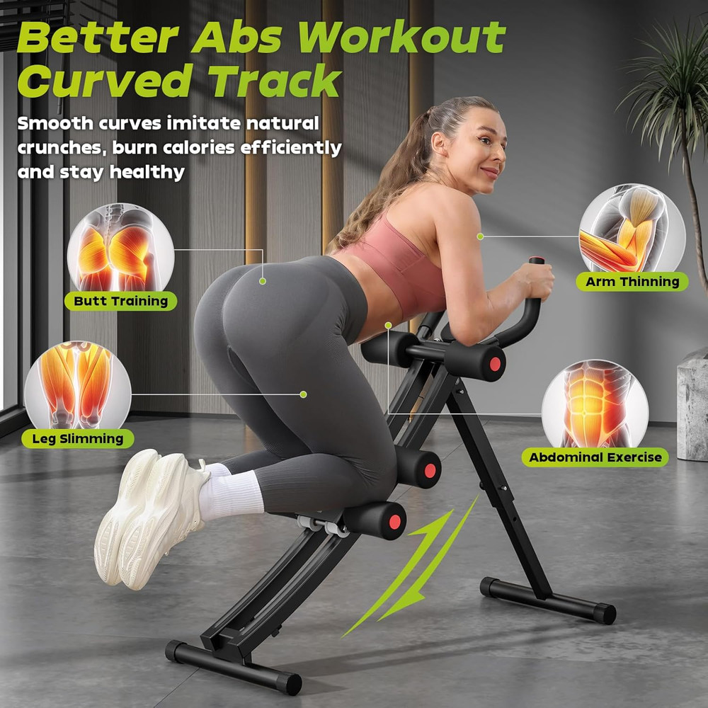 Dual-Track Ab Machine with 4 Adjustable Heights, Foldable Core & Abdominal Exerc