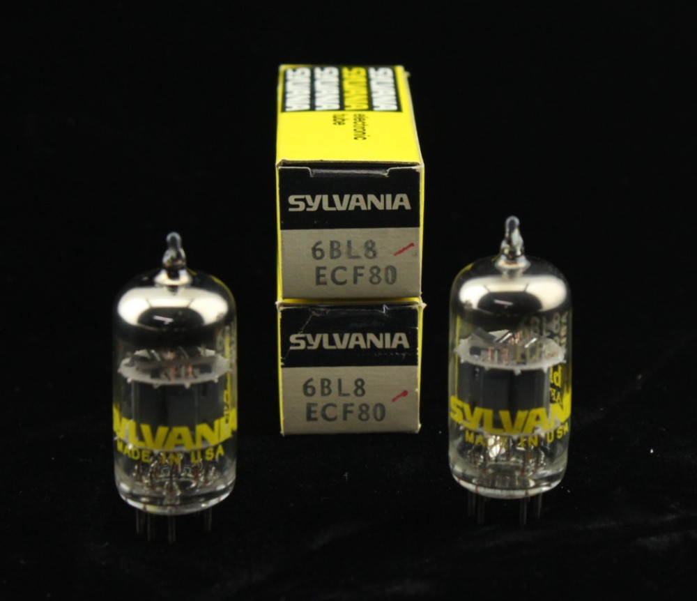 SYLVANIA 6BL8 ECF80 Matched Pair & Date Codes Grey Plates 0 Getter NOS USA Tubes