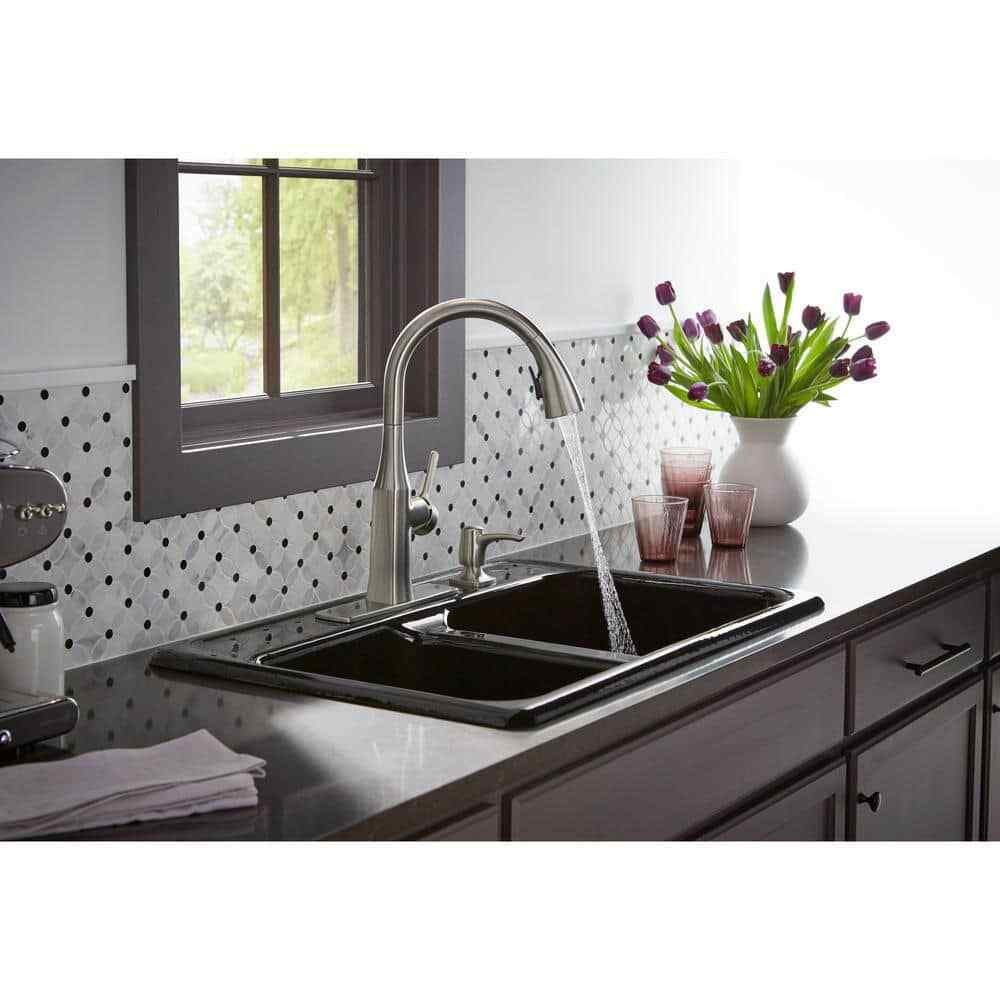 KOHLER Rubicon Single-Handle Pull-Down Sprayer Kitchen Faucet, Vibrant Stainless
