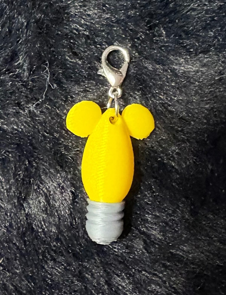 Yellow Mickey Christmas Bulb Zipper Pull