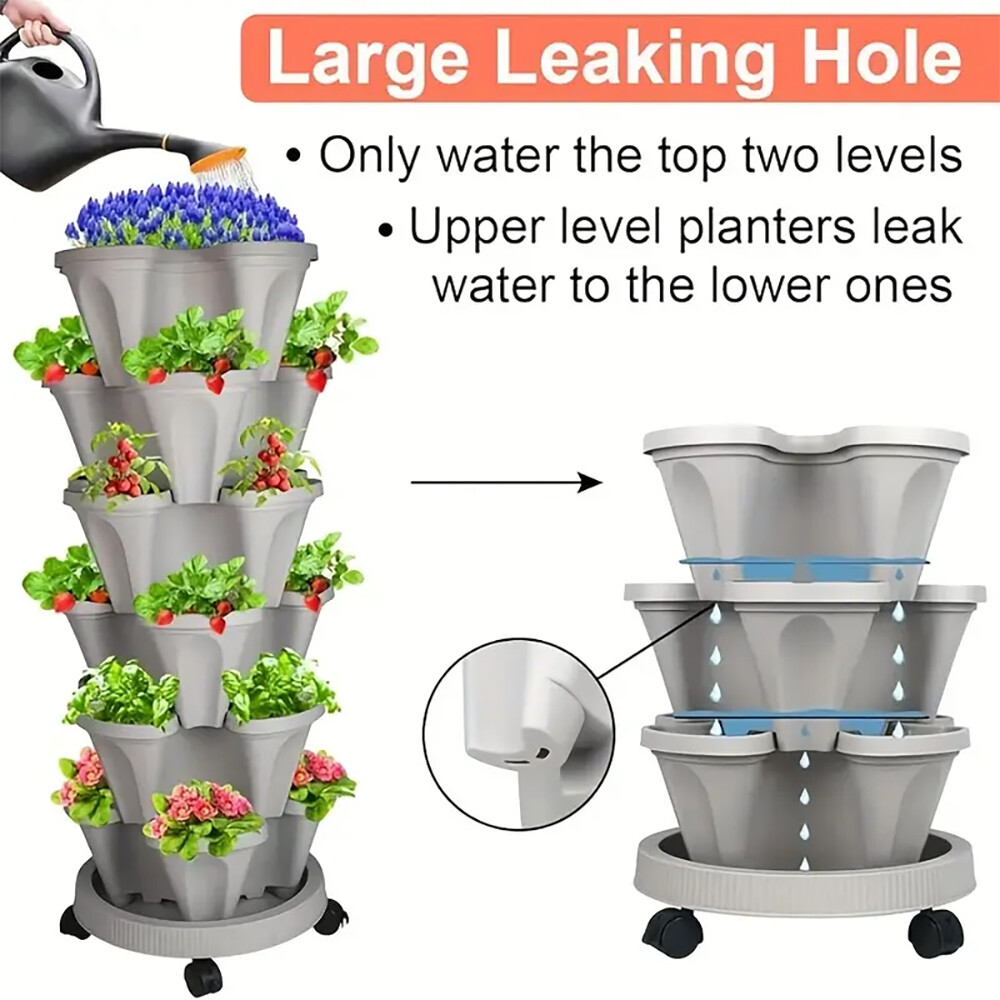 5-Tier Stackable Planters Vertical Planter Garden Flower Pot Planting Container