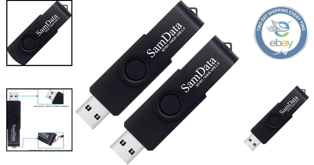 64GB USB 2.0 Flash Drives – 2-Pack with LED Indicator for Fast Storage