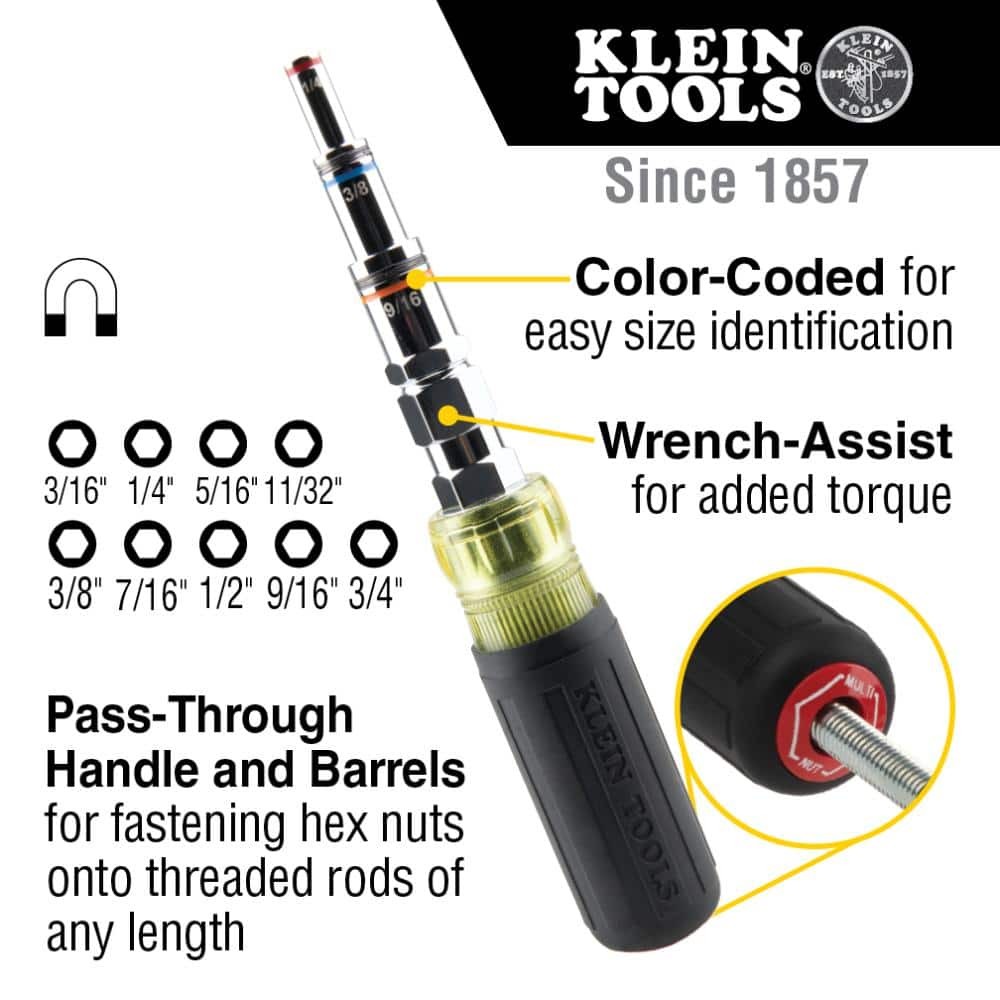 Klein Tools 9-in-1 Pass-Through Multi Nut Driver