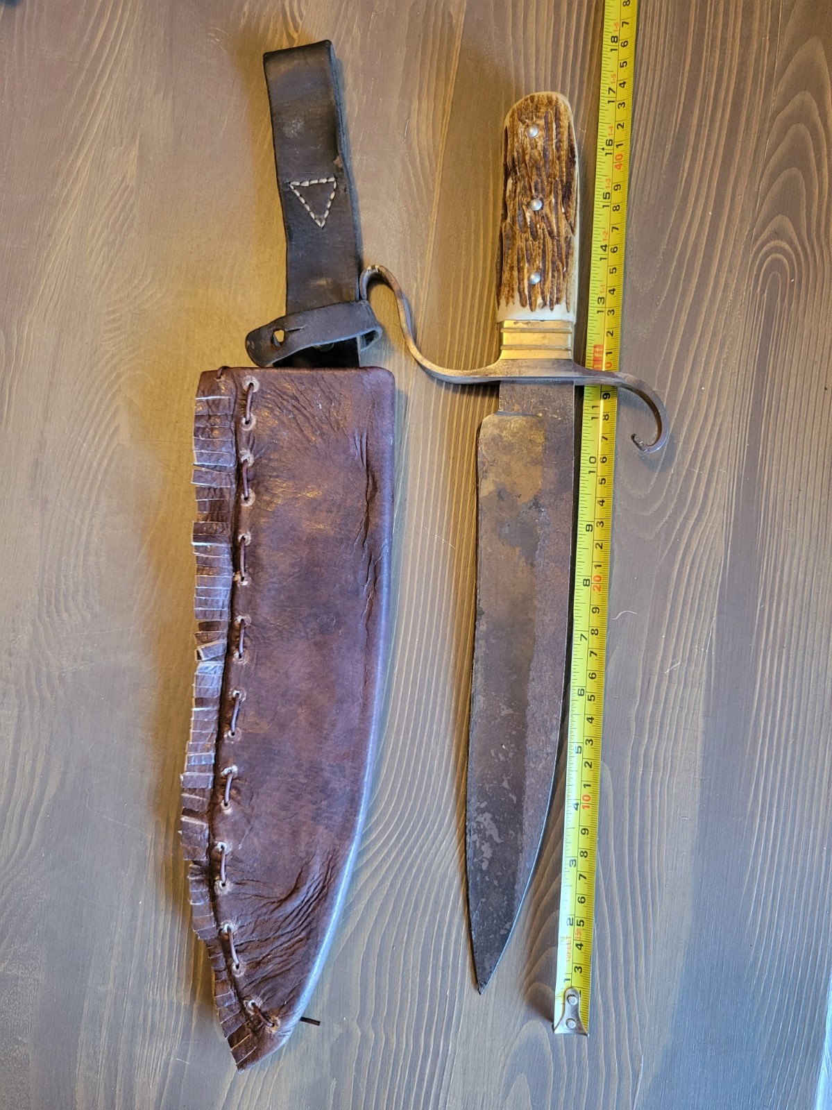 LARGE! Civil War "Style" Stag Handle Bowie Knife w/Custom Sheath!