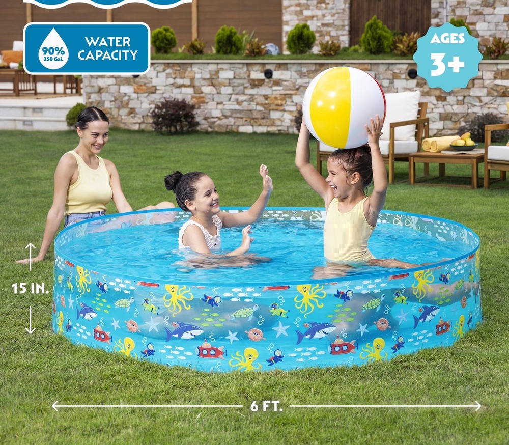 Round Multi-Color Above-Ground Kiddie Pool 6' x 15"