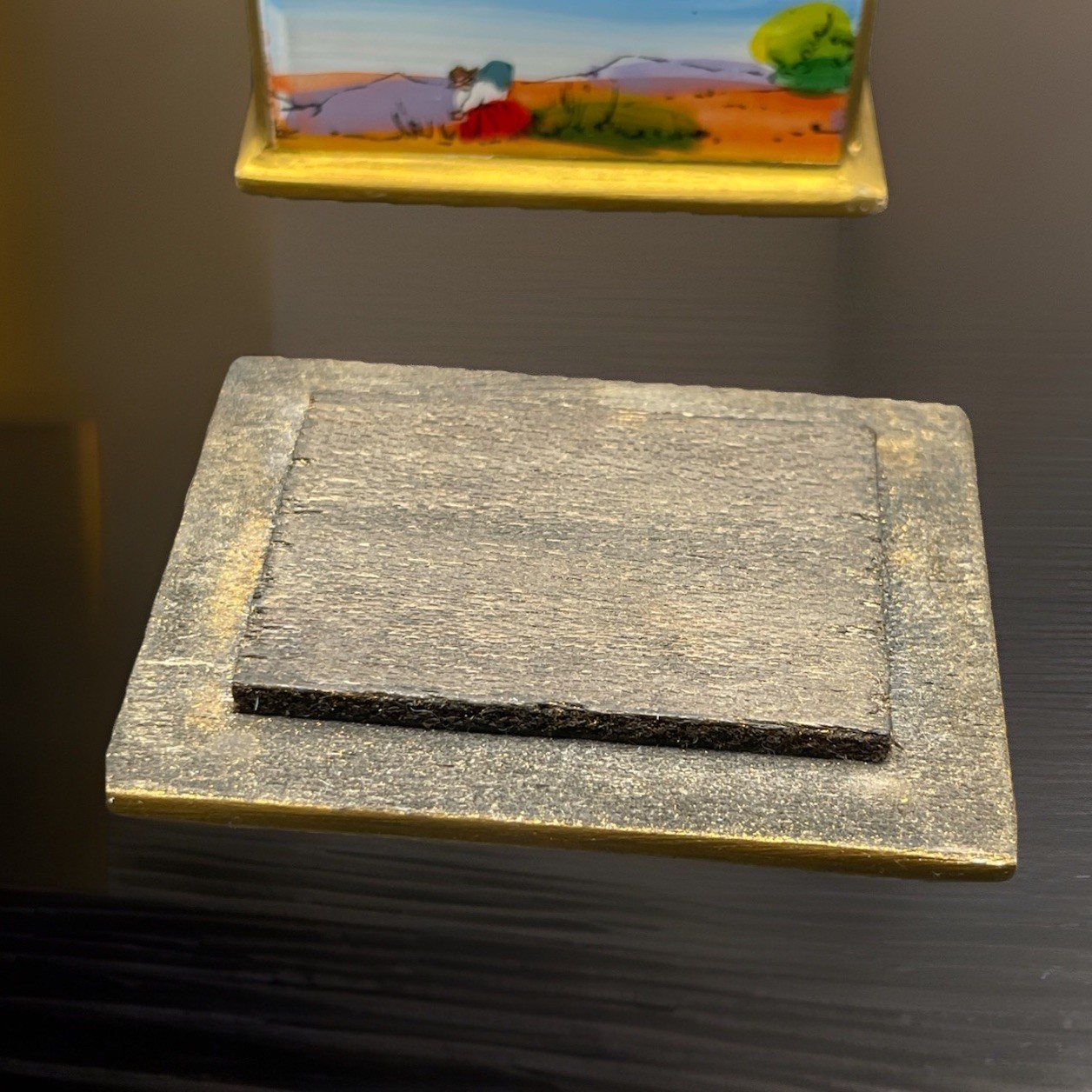 Peru Folk ART Peruvian Village Reverse Glass Painting Wooden Mini Trinket Box