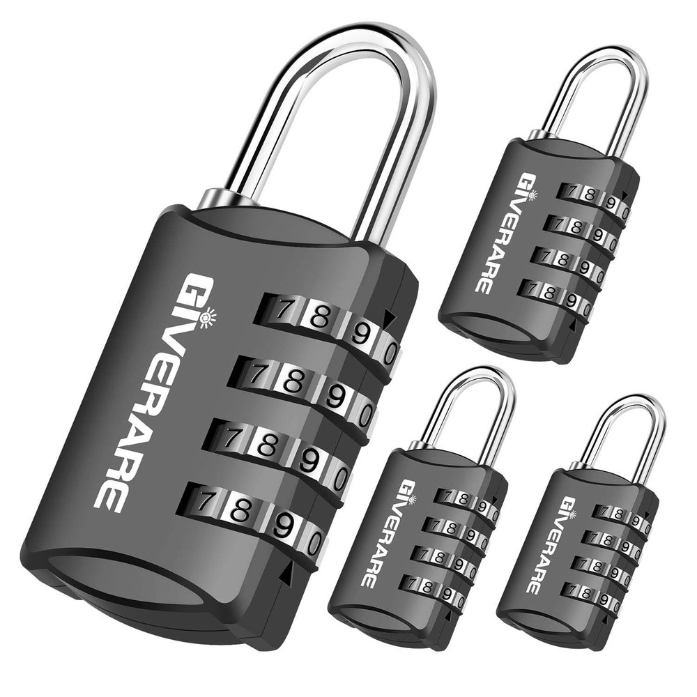 4 Pack Combination Lock, 4-Digit Padlock Keyless, Resettable Luggage Locks