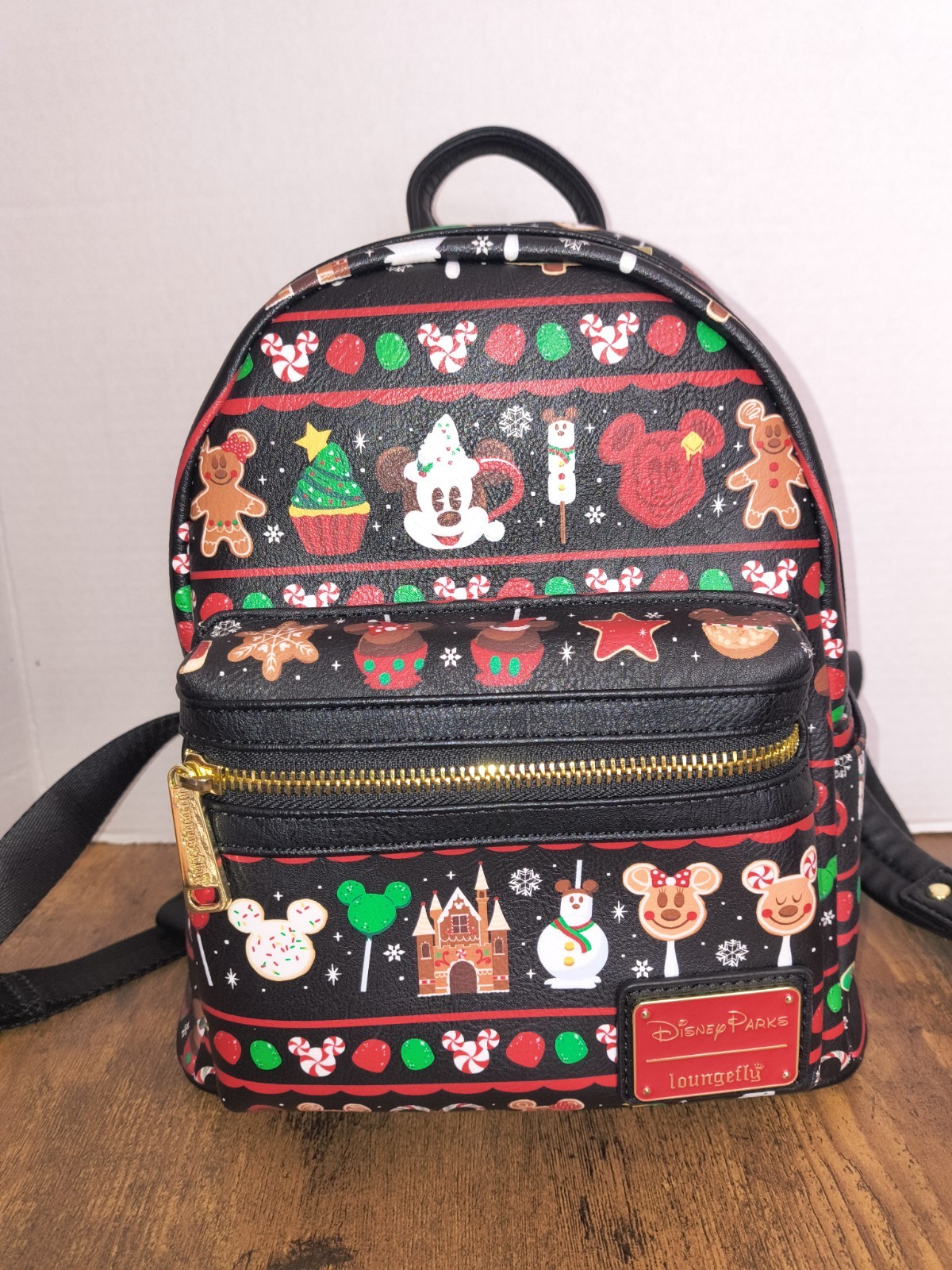 Loungefly Disney Parks Mickey & Minnie Christmas Holiday Snacks Mini Backpack