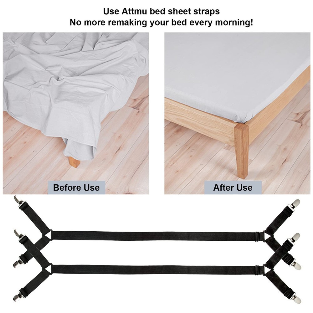 Bed Sheet Straps 2 Pack Adjustable Mattress Sheet Holder Clips