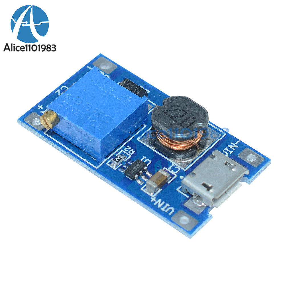 2A Step-up Board MT3608 2V-24V Input DC Boost Converter Module Micro USB/Type-C