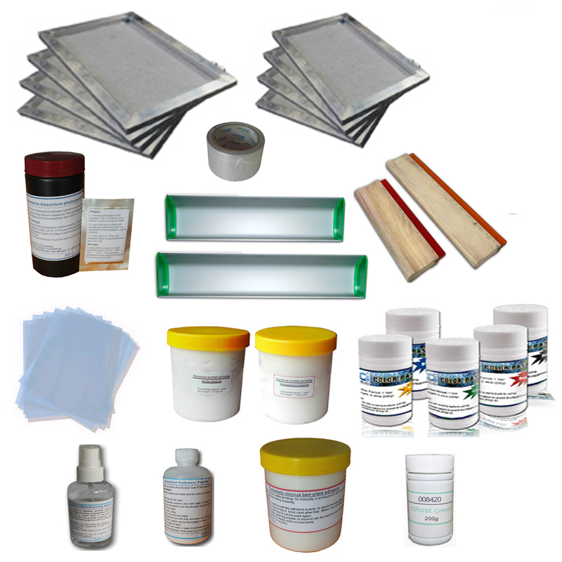 Simple Screen Printing Press Materials Kit HandTools Ink Coater Squeegee Ink