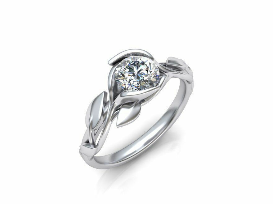 Floral-Leaves Engagement ring