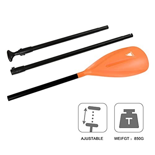 SUP Paddle - 3 Pieces Adjustable Aluminium SUP Paddle Alloy Shaft (Orange)