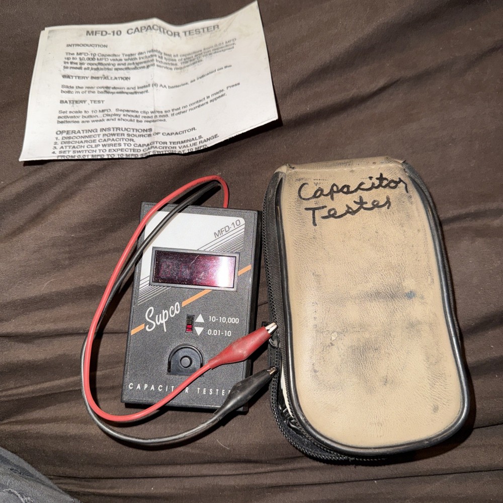 Supco MFD-10 Capacitance Meter Capacitor Tester 0.01-10000 MFD & Case A21