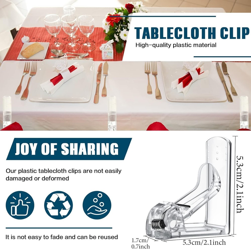Clear Tablecloth Clips Plastic Table Cloth Clips Spring Loaded Table Cloth 36