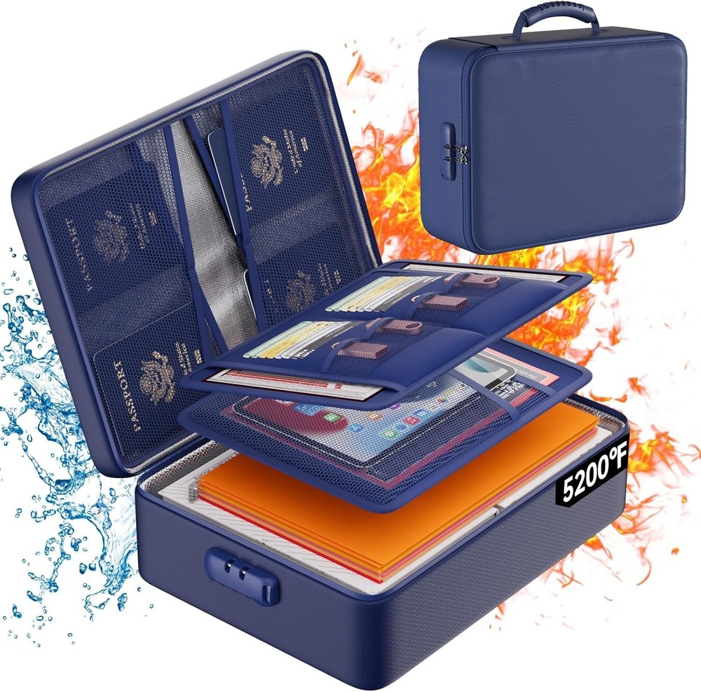 Upgraded Fireproof & Waterproof Document Organizer - 8 Layers for Secure Storage