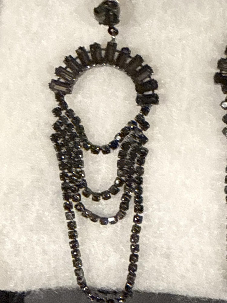 Black Rhinestone Dangle Earrings