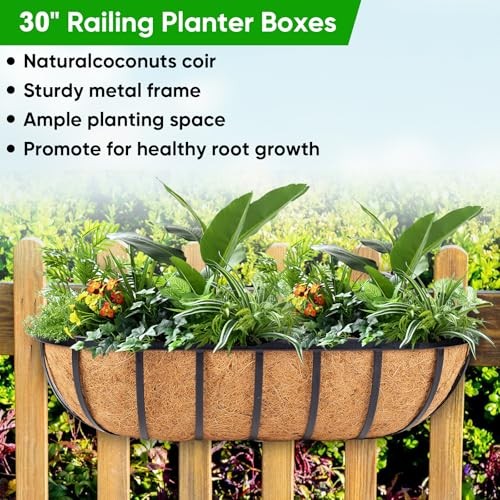 Deck Balcony Railing Planter Window Boxes - Pack Planter Box, 30 Inch 4