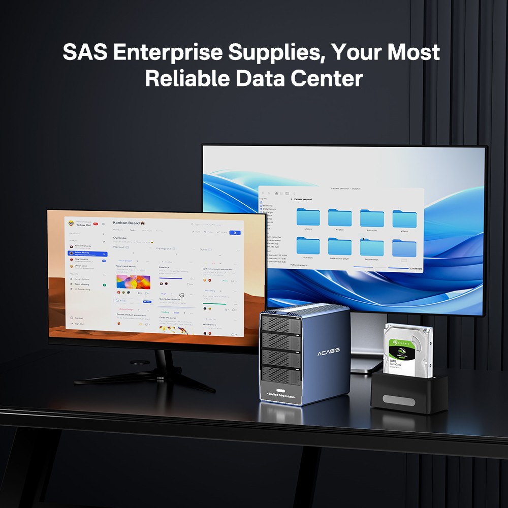 Acasis 4 Bay SAS/SATA to USB 3.0 Hard Drive Enclosure for 2.5/3.5 Inch HDD/SSD