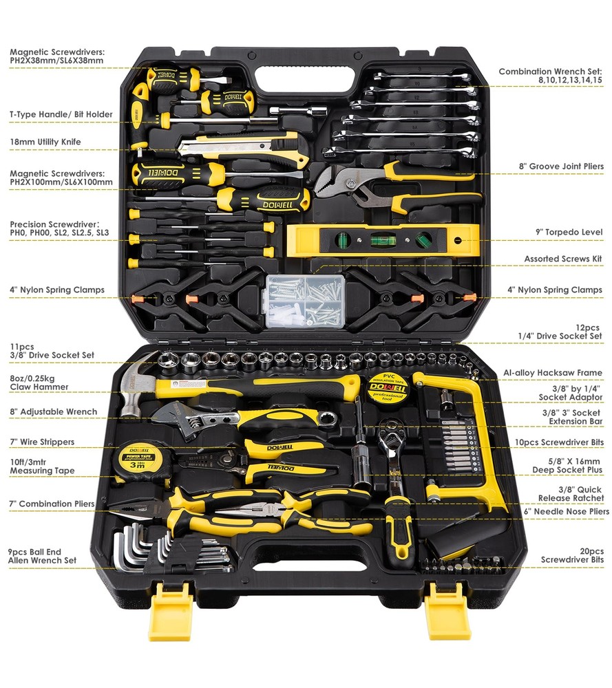 Mechanic Tool Set Socket Wrench Auto Repair Tool Set 168piece Hand Tool Kit Tool