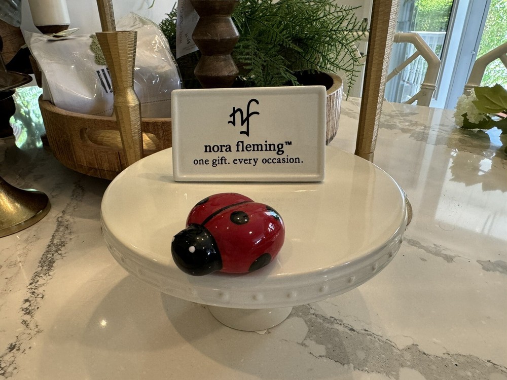 Nora Fleming Lil' Ladybug Mini A115 NEW Ceramic Platter Charm GOOD LUCK