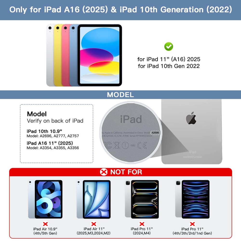 for iPad 11th (A16, 2025)/10th Generation Case with Keyboard, Magic Keyboard ...