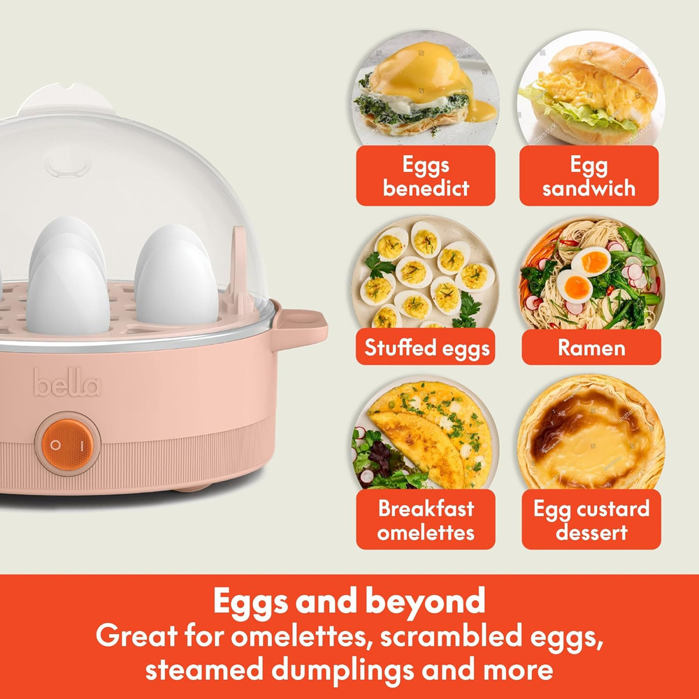 Electric Egg Cooker, 7 Eggs Capacity Tray, Single Stack, for Poached, Scrambled,