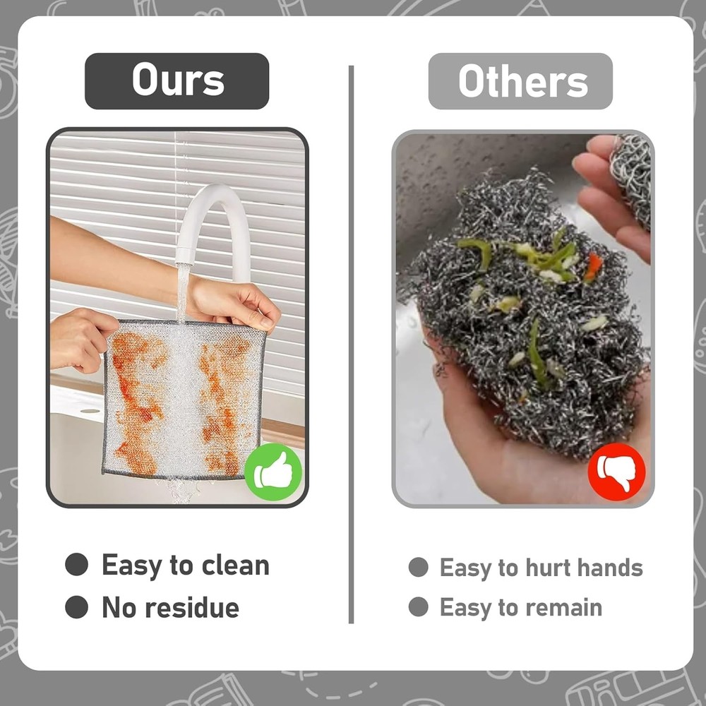 10 Pcs Non-Scratch Wire Dishwashing Rags - Elegant & Practical Kitchen Solution