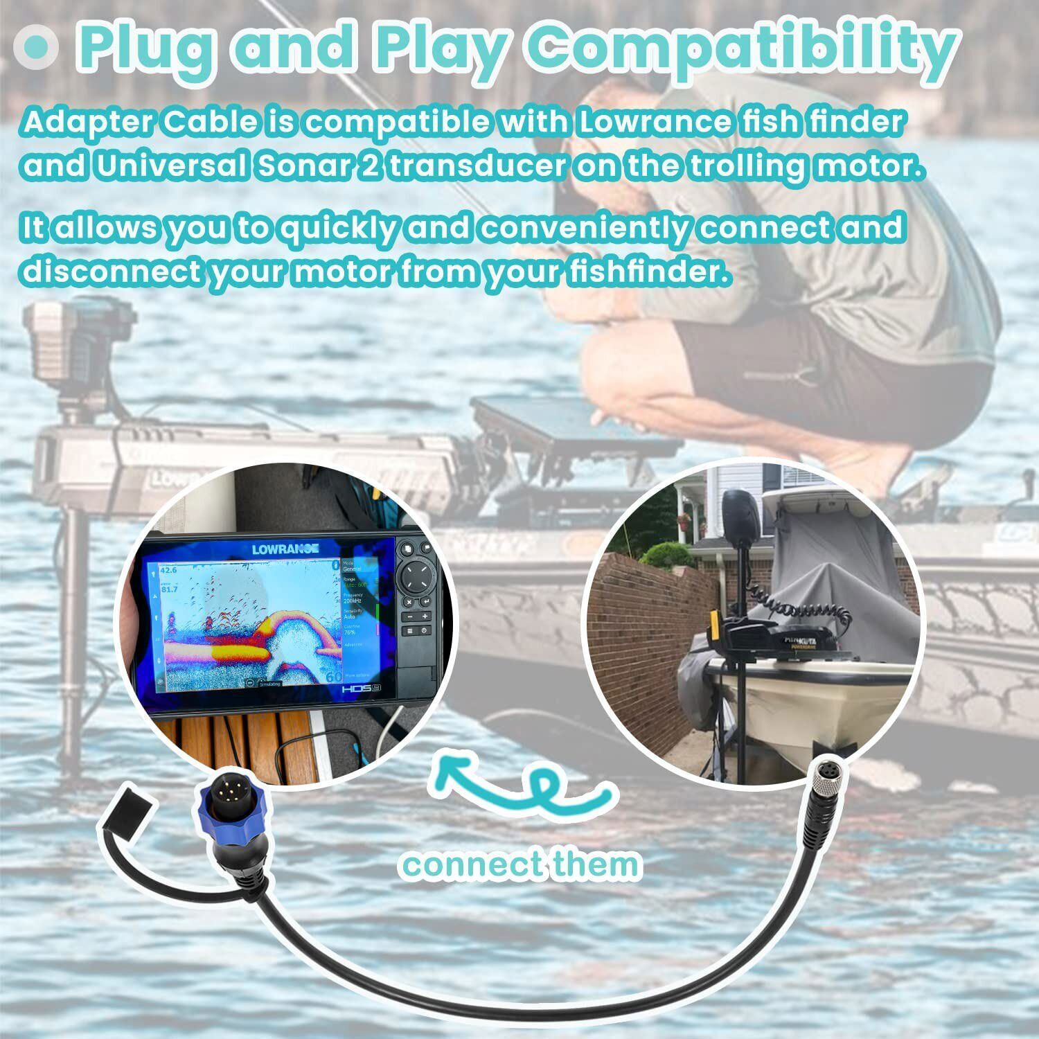 For Lowrance Fish Finder Minn Kota MKR-US2-10 Universal Sonar 2 Adapter Cable