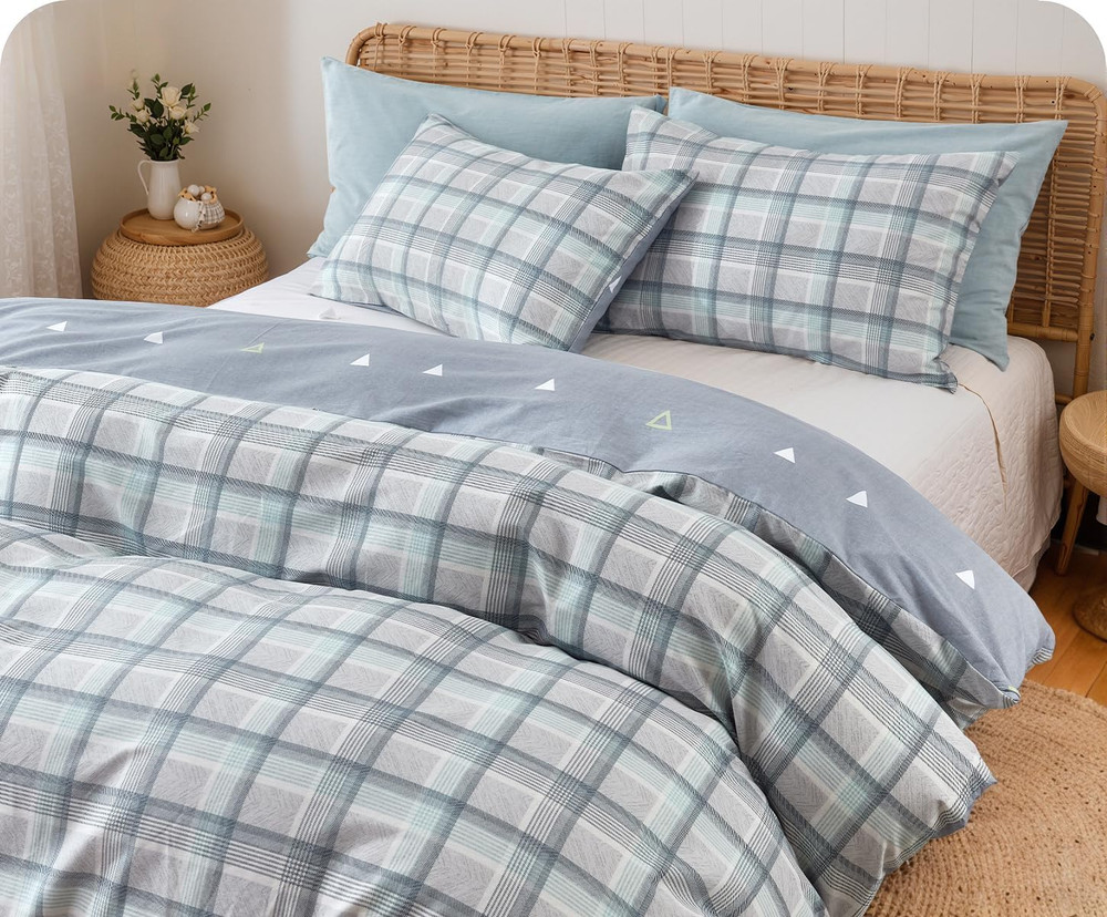 Comforter Queen Size, 600 Thread Count Cotton Reversible Grey Buffalo Pattern Gr