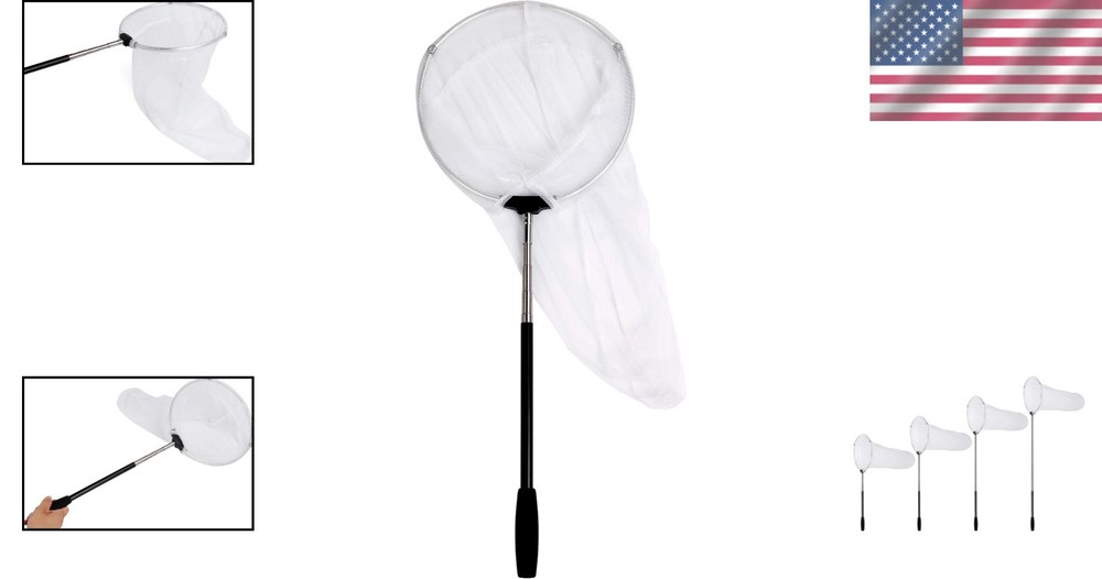 Foldable Insect Net with 10" Ring, 48" Telescopic Handle - Lightweight & Durable