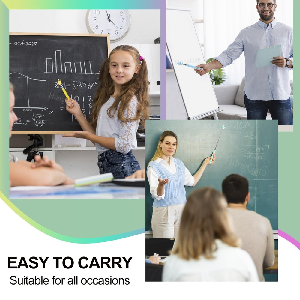 HungGato 4PCS Retractable Teacher Pointer for Classroom Kids Reading, Multi