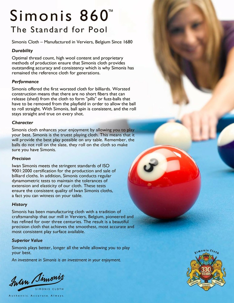 10' Simonis 860 Pool Table Cloth - Grey - AUTHORIZED DEALER