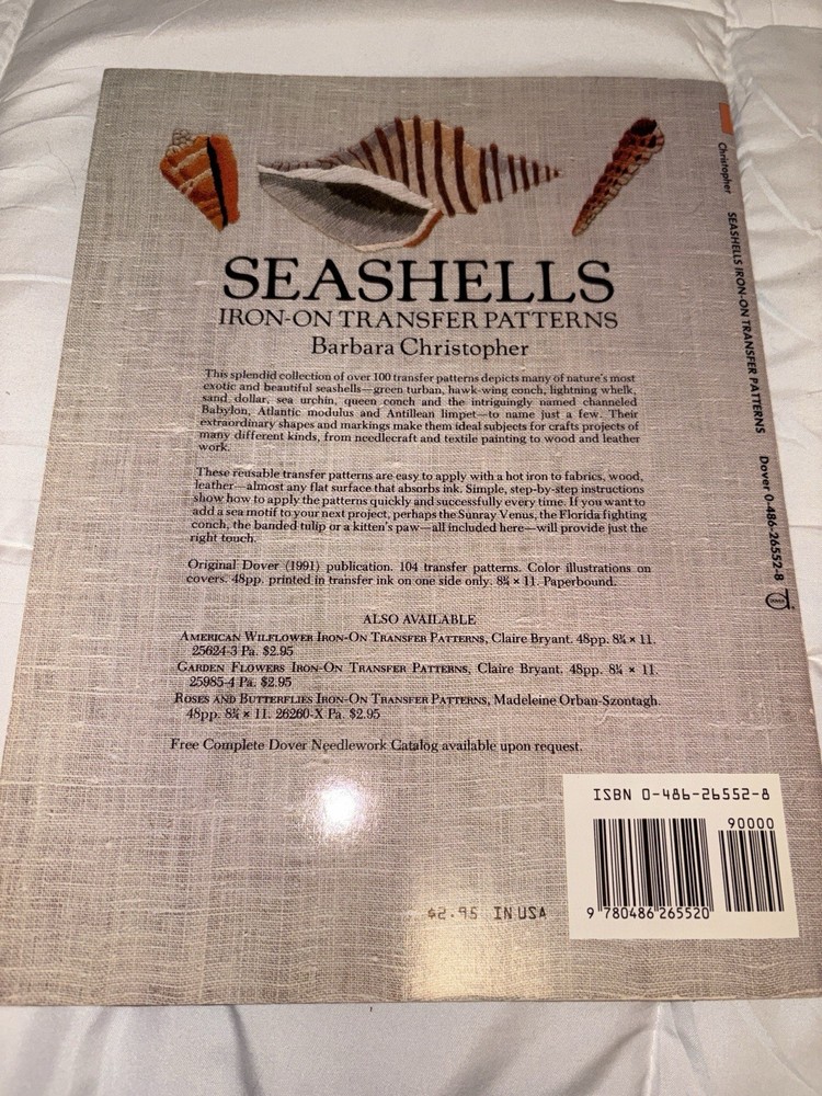 Seashells Iron-On Transfer Patterns–Barbara Christopher-Dover Needlework-Nautica