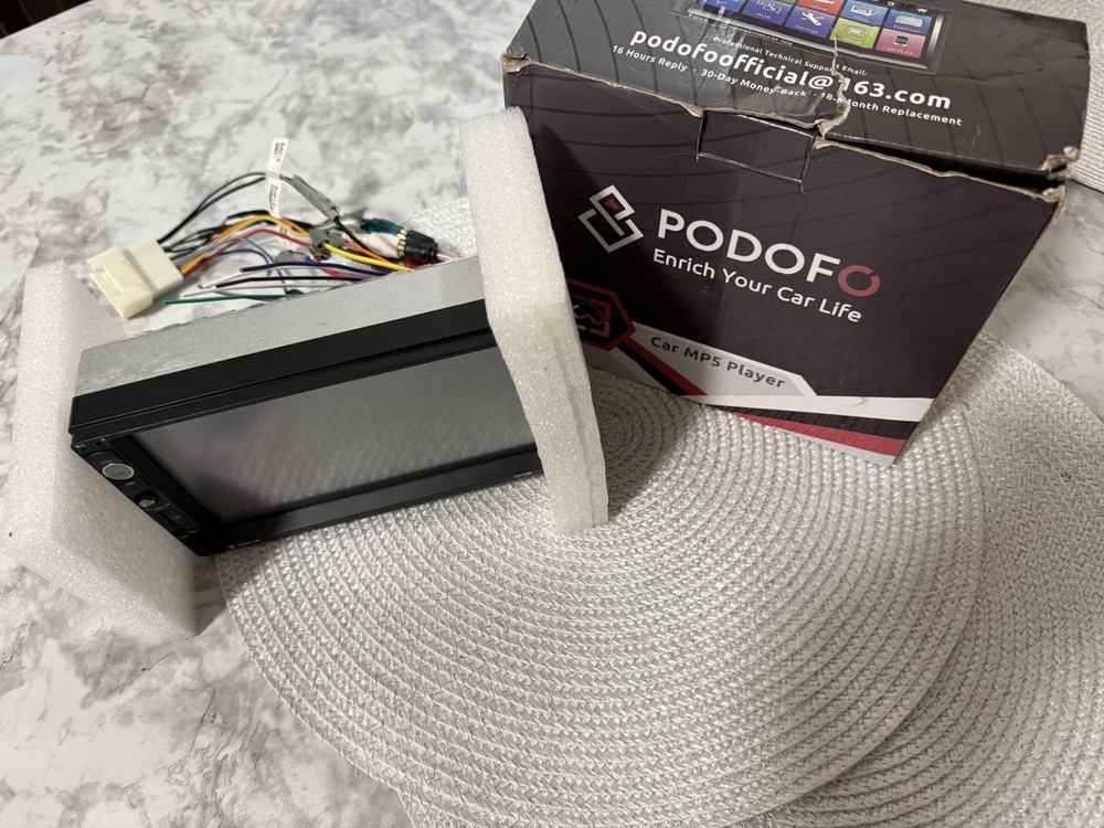 Podofo Car MP5 Player 7" Touch Screen 2 DIN Bluetooth Rear Camera Mirror Link