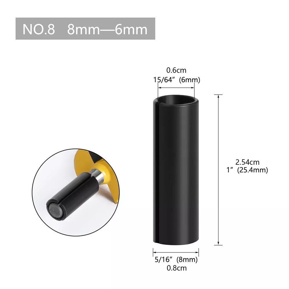 9Pcs Adapter Converter Router Collet Reduction Sleeve Tool Bit Router Bit