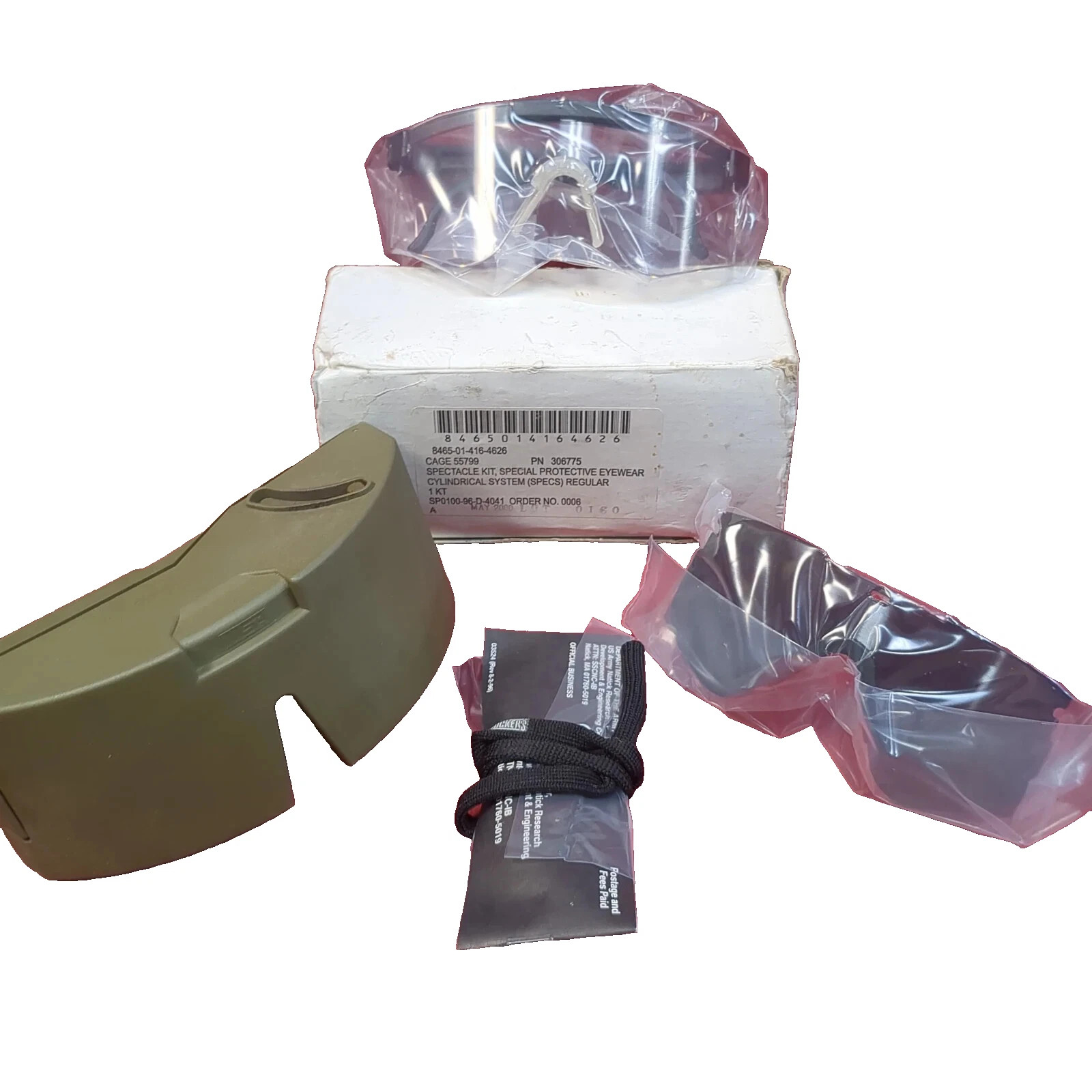 US Military SPECS Ballistic Protective Eyewear Glasses Kit w/ MSA Hard Case NOS