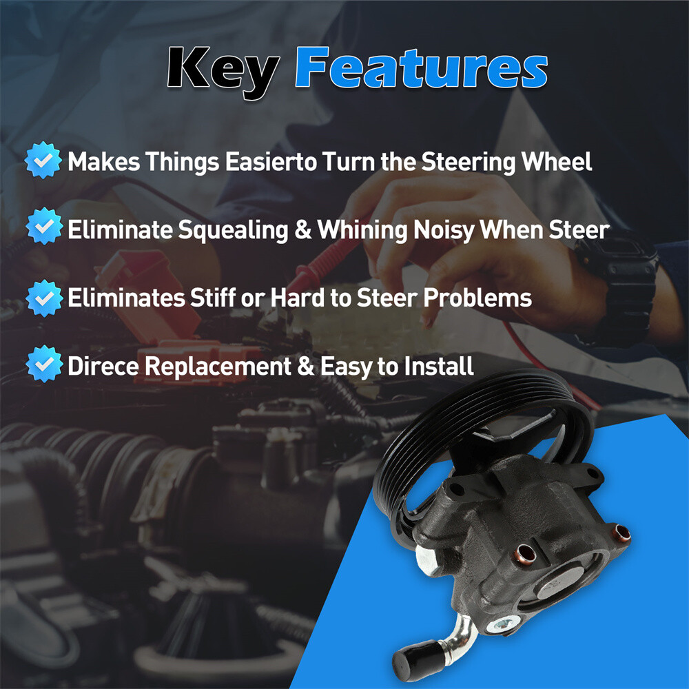 Fit For 1997-2005 Ford F-150 Pickup 4.2L 4.6L 5.4L Power Steering Pump W/Pulley