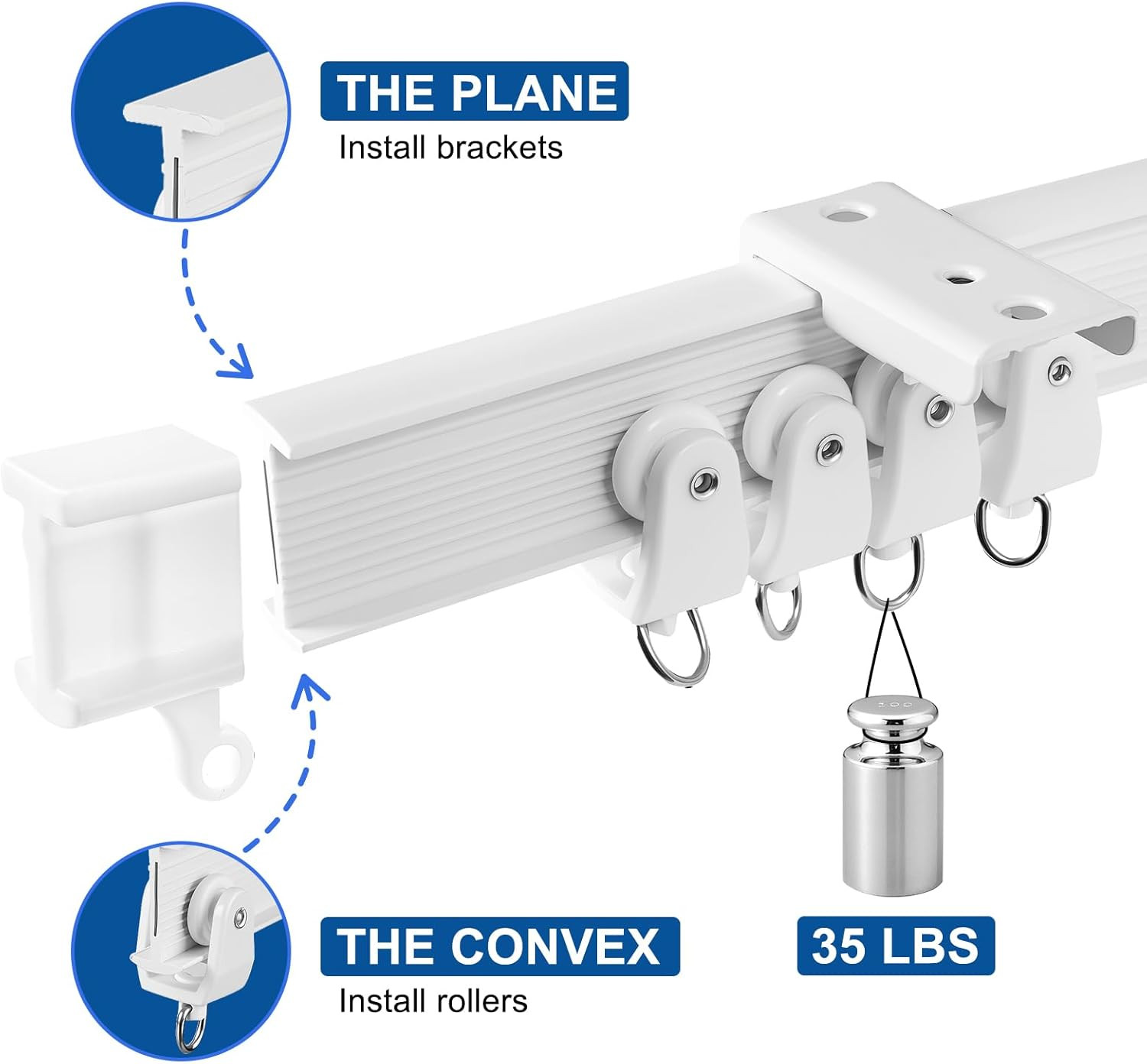 Heavy-Duty Flexible Ceiling Curtain Track 3M - Bendable PVC with Steel Plate