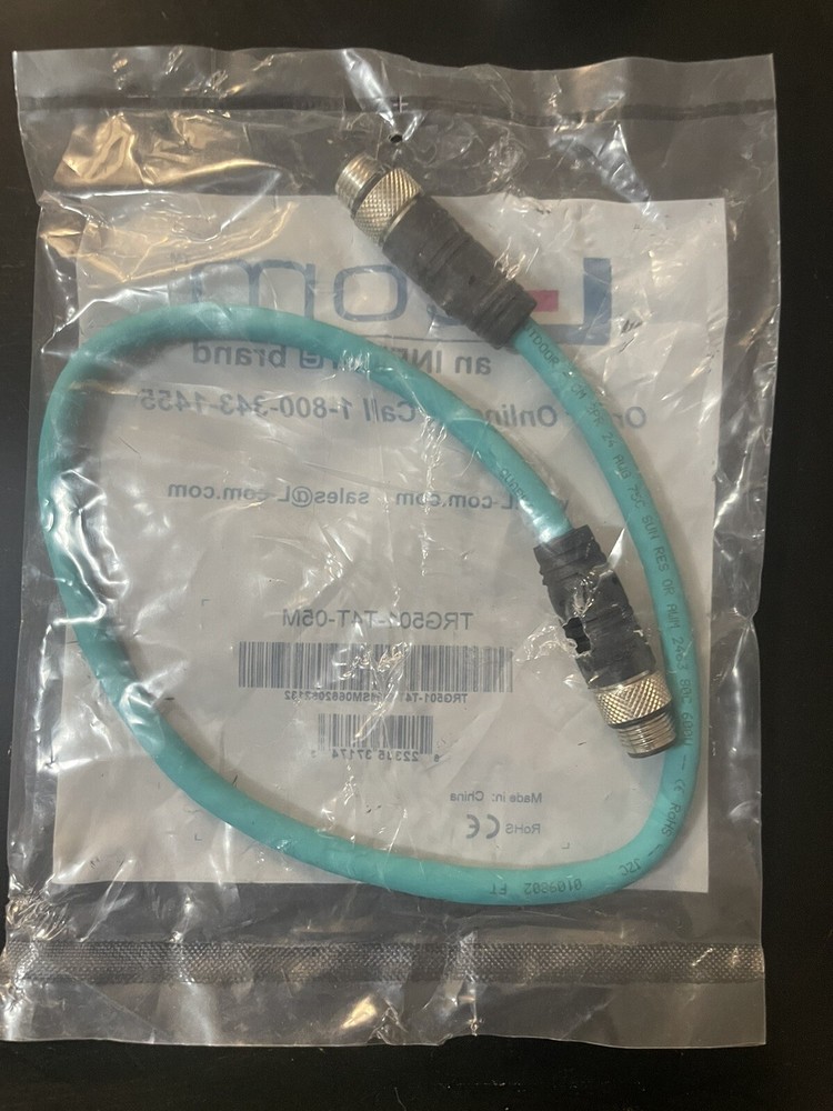 L-Com 4 Position D code Double Shielded Industrial Cable M12M/M12 TRG501-T4T-05M