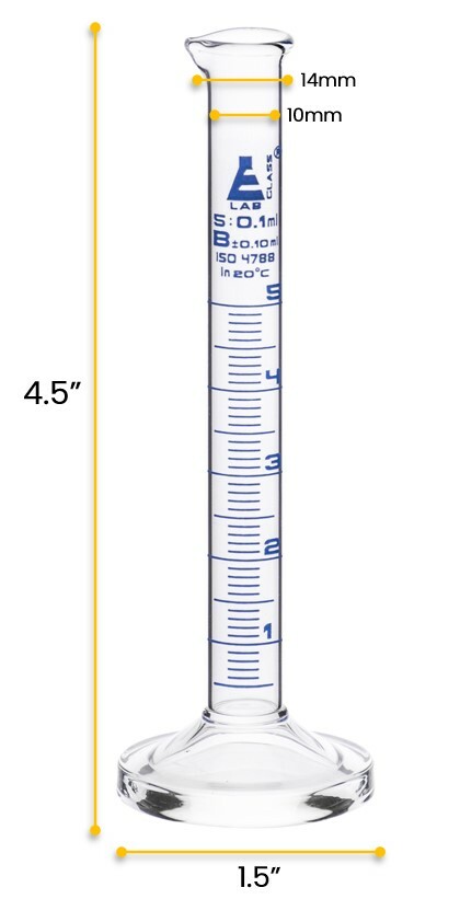 Graduated Cylinder, 5ml - Class B - Blue Graduations, Round Base - Eisco Labs