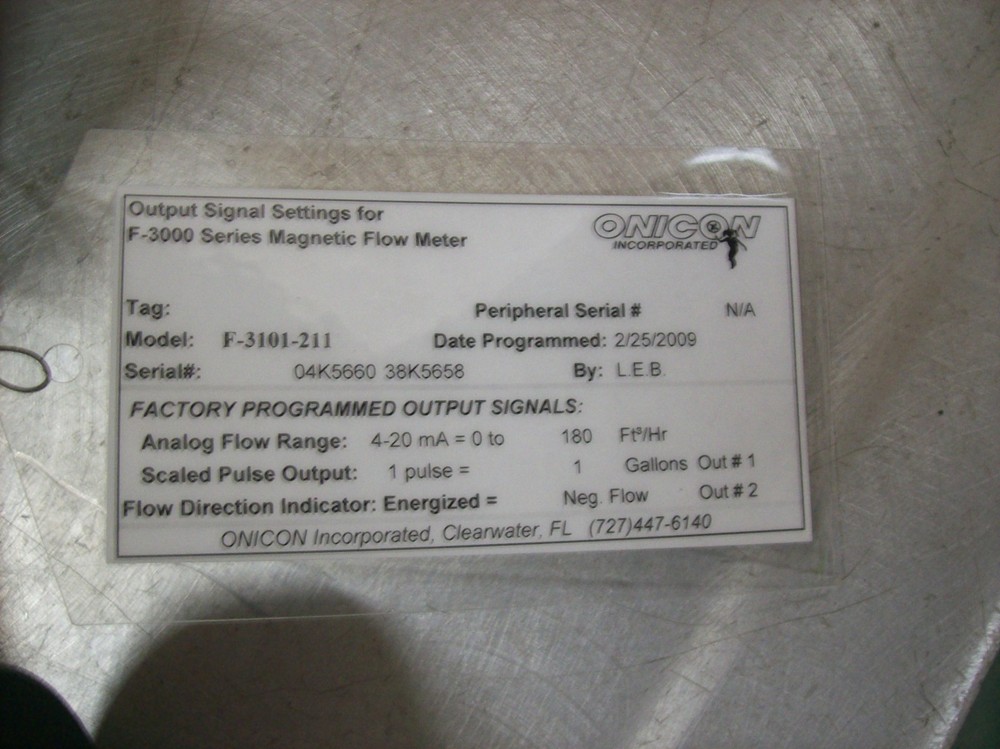 Onicon Flow Meter F-3101-211