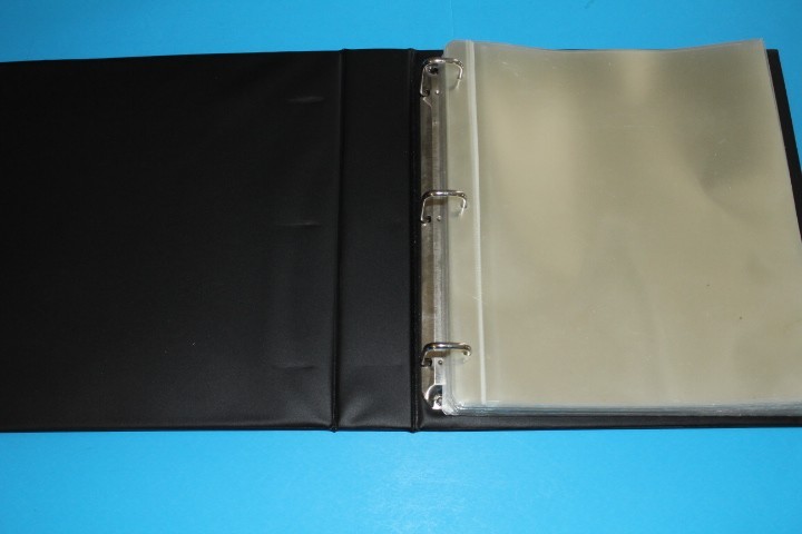 GK Black 3 Ring binder inc 90+ clear document size pg w Dustcase BlueLakeStamps