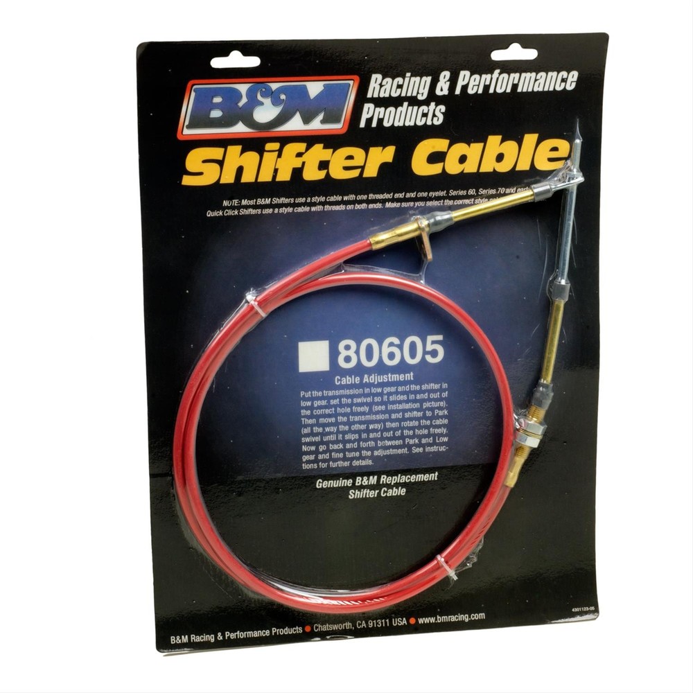 B&M 80605 Shifter Cable 5 ft. Length Eyelet/Threaded Ends Red Each