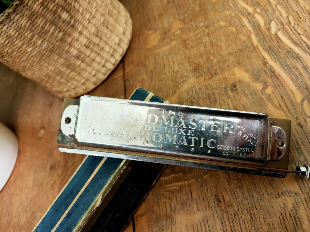VINTAGE THE BANDMASTER DE LUXE CHROMATIC Harmonica With Box Untested