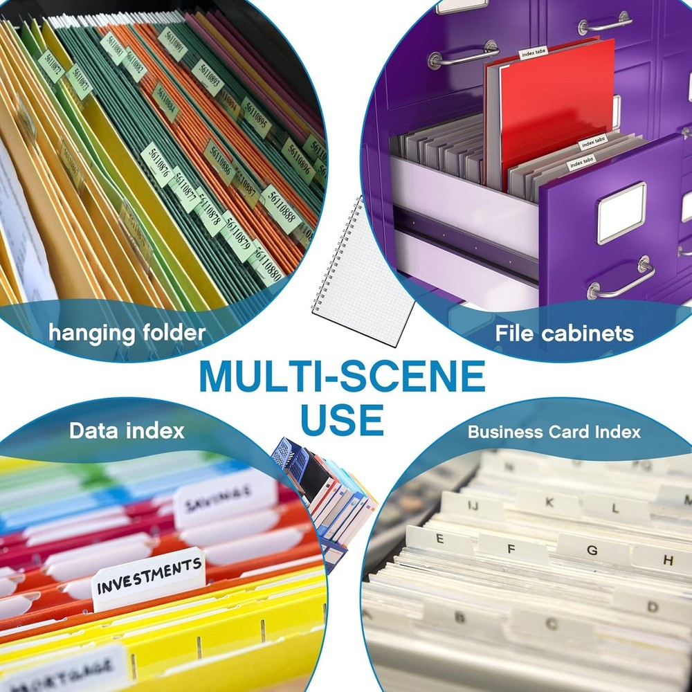 2 Inch Insertable Self-Adhesive Tabs with Printable 2 inch, Clear, White