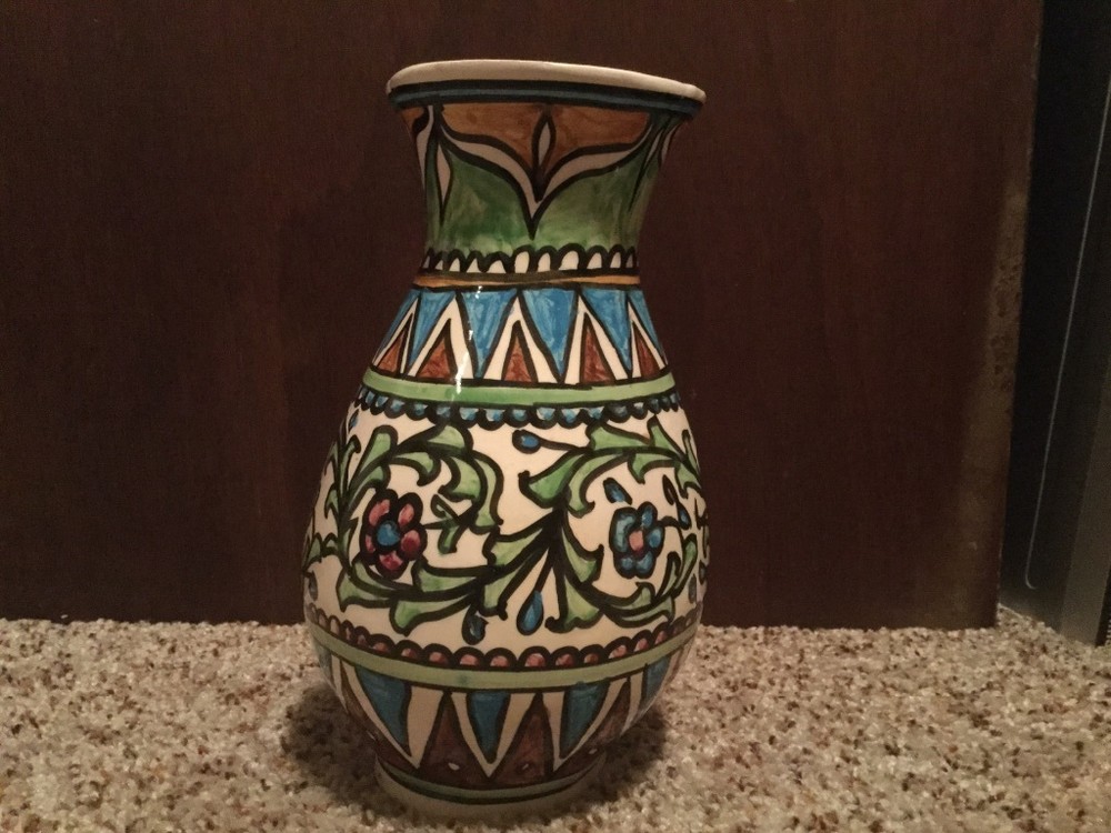 1977 Jordon Pottery Multi Color Vase 9"X 5"