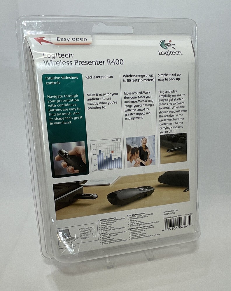 2012 Logitech Wireless Presenter R400 50' Range Receiver Laser Pointer Sealed