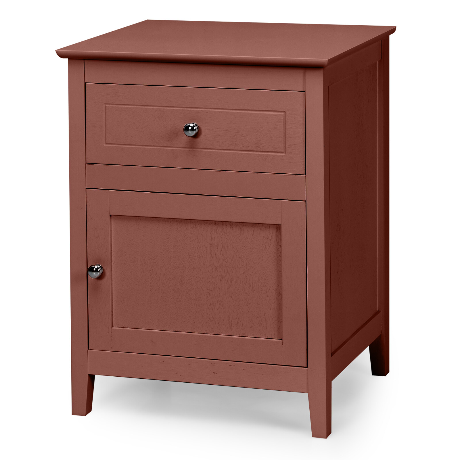 Costway Nightstand with Drawer Accent Side End Table Storage Cabinet Cherry